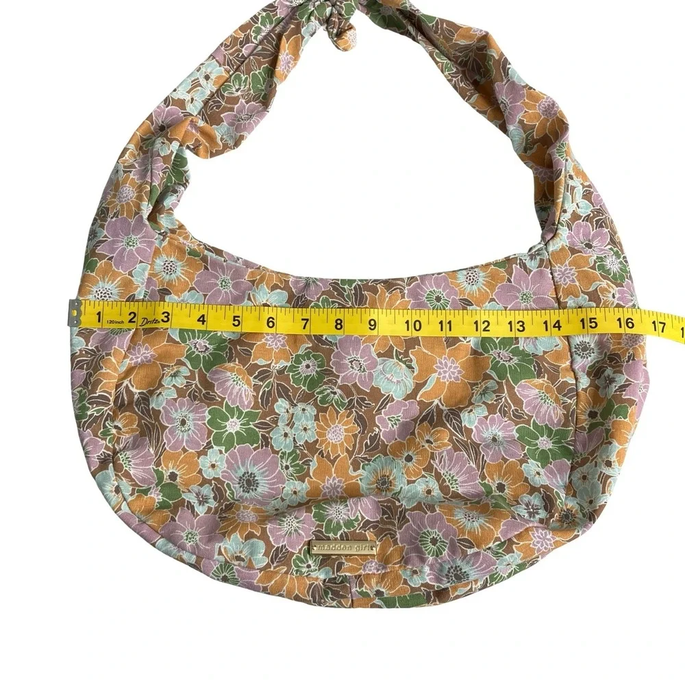 Madden Girl Hobo Bag Floral Knotted Shoulder Purse Boho Retro 70s Vibe Cottage